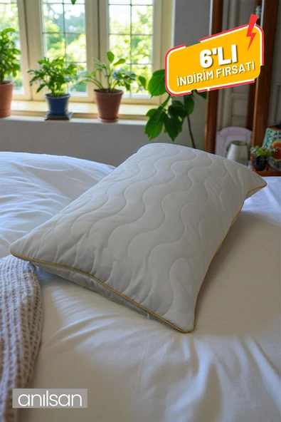 6'lı Biyeli Kapitone Deluxe Pamuklu Fermuarlı Yastık Koruyucu Kılıf 50x70 cm