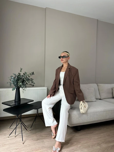 Kadın Blazer Ceket Kahverengi - 3