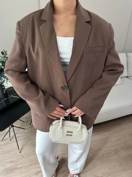 Kadın Blazer Ceket Kahverengi - 4