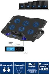 Frisby FNC-5235ST GS6 Notebook Soğutucu (6xFan) LCD Kontrol Panel Metal Izgara 5 Kademeli Yükseklik - 7