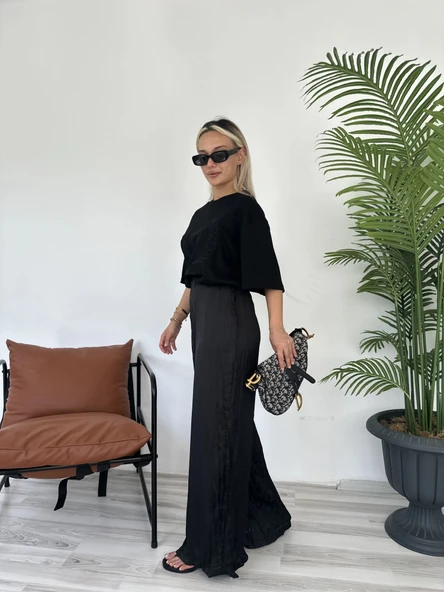 Kadın Kraşlı Pantolon Siyah - Resim 4