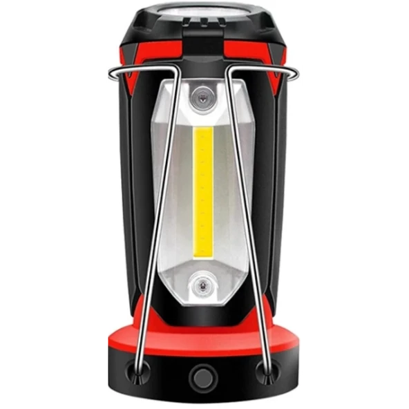 P-8801 Şarjlı Katlanabilir 3xcob Led+ 3w Led Çok Fonksiyonlu Kamp Feneri - 5