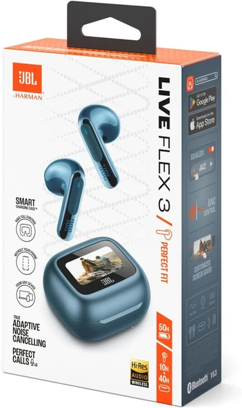 JBL Live Flex 3, Kablosuz Kulakiçi Kulaklık, Mavi - Resim 3
