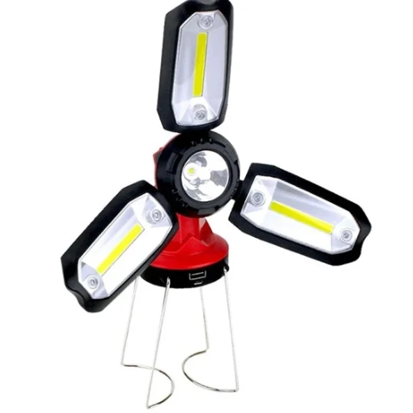 P-8801 Şarjlı Katlanabilir 3xcob Led+ 3w Led Çok Fonksiyonlu Kamp Feneri - 2