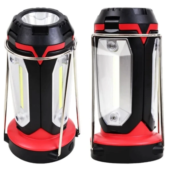 P-8801 Şarjlı Katlanabilir 3xcob Led+ 3w Led Çok Fonksiyonlu Kamp Feneri - 4