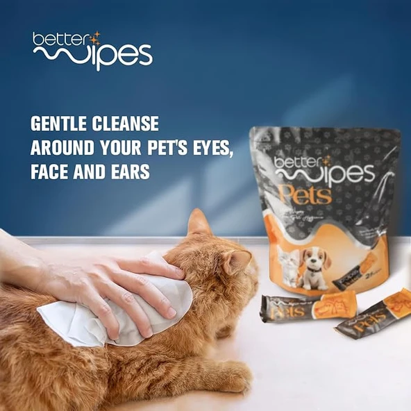 Better Wipes Evcil Hayvanlar Patiler,Yüz,Kulaklarin için Ultra Yumuşak Temizleme Mendilleri 25 Adet - 5