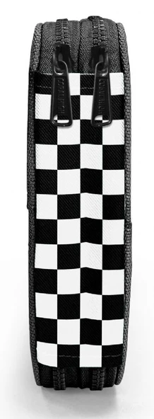 Coral High İki Katlı Düzenleyici Kalem Kutusu - Siyah Beyaz Damalı, Kız Çocuk/Kadın, Siyah Beyaz Damalı - Resim 4