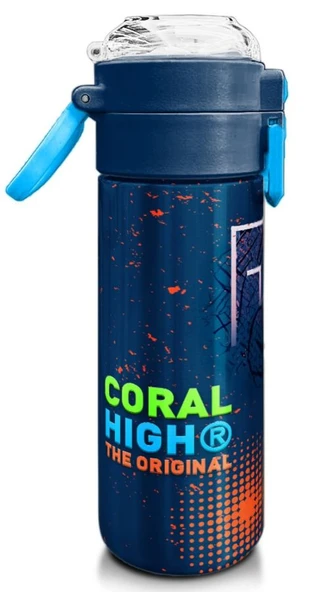 Coral High 500 ml Paslanmaz Çelik Okul Termosu/Suluk/Matara - Erkek Çocuk - Turuncu Lacivert Basketbol Desenli - Sızdırma Yapmaz - 7