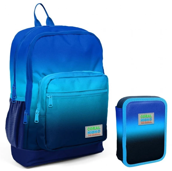 Coral High Mavi Lacivert Renk Geçişli Erkek Çocuk Okul Çantası ve Organizer Kalemlik Seti 23745 11152 ürün görseli