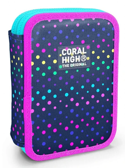 Coral High İki Katlı Düzenleyici Kalem Kutusu - Puantiyeli Lacivert, Kız Çocuk/Kadın, Puantiyeli Lacivert - Resim 6
