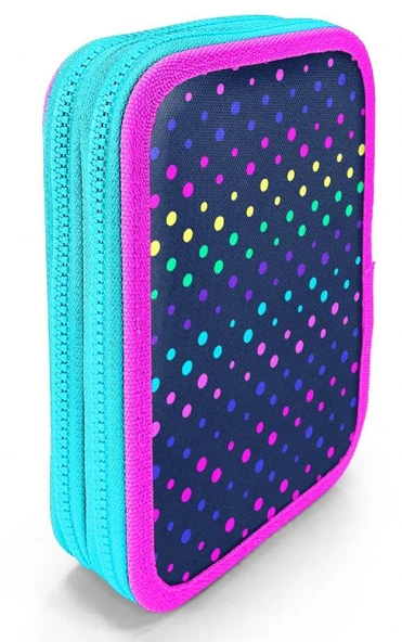 Coral High İki Katlı Düzenleyici Kalem Kutusu - Puantiyeli Lacivert, Kız Çocuk/Kadın, Puantiyeli Lacivert - Resim 2