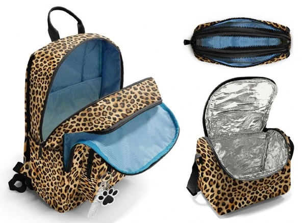 Coral High İlkokul ve Ortaokul Okul Çanta Üçlüsü - Kız Çocuk, Kahverengi Leopar - Resim 2