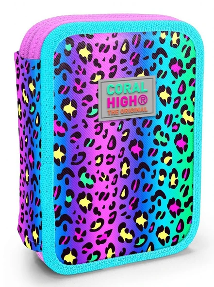 Coral High İki Katlı Düzenleyici Kalem Kutusu - Yeşil Mor Leopar, Kız Çocuk/Kadın, Yeşil Mor Leopar ürün görseli