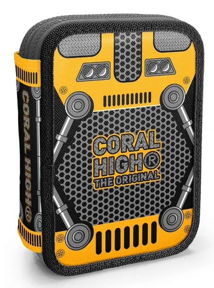 Coral High Erkek Çocuk Organizer Kalemlik/Kalem Çantası - Siyah Sarı Robot - Resim 6
