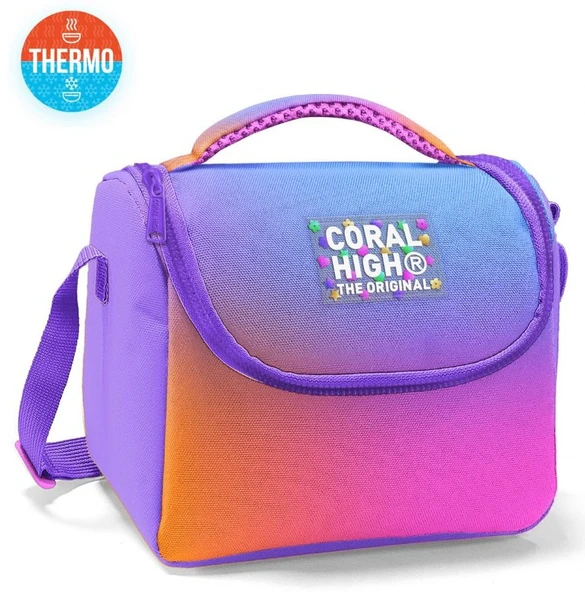 Coral High İlkokul Kız Çocuk Okul Beslenme Çantası, Turuncu Mor Renk Geçişli, Termoslu (Isı Yalıtımlı) - Resim 2