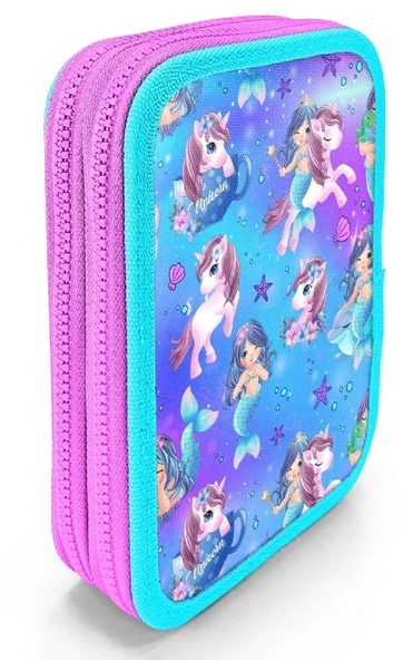 Coral High İki Katlı Organizer Kalemlik - Turkuaz Unicorn, Kız Çocuk, Turkuaz Unicorn - Resim 2