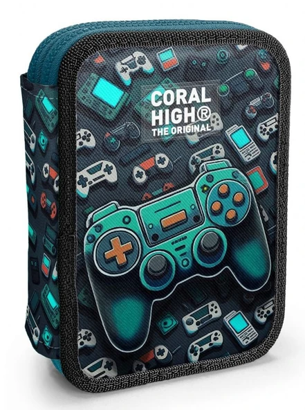Coral High Erkek Çocuk Organizer Kalemlik/Kalem Çantası - Nefti Yeşil Oyun Konsolu ürün görseli