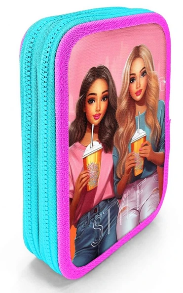 Coral High İki Katlı Organizer Kalemlik - Pembe Kırmızı Fashion Girl, Kız Çocuk, Pembe Kırmızı Fashion Girl - Resim 7