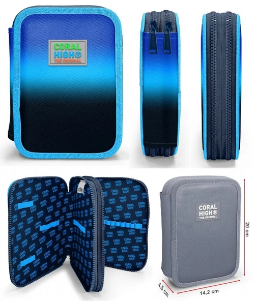 Coral High Mavi Lacivert Renk Geçişli Erkek Çocuk Okul Çantası ve Organizer Kalemlik Seti 23745 11152 - Resim 4