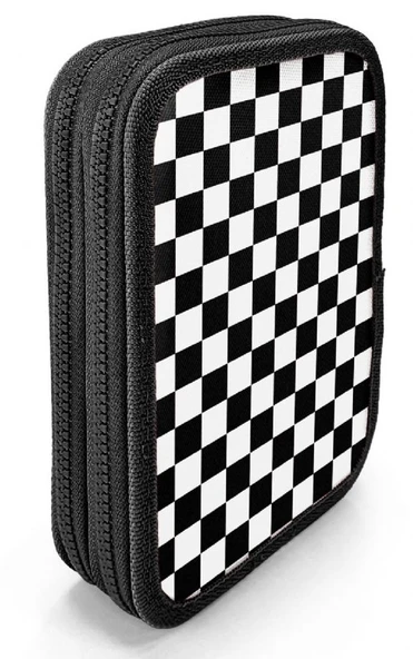 Coral High İki Katlı Düzenleyici Kalem Kutusu - Siyah Beyaz Damalı, Kız Çocuk/Kadın, Siyah Beyaz Damalı - Resim 7