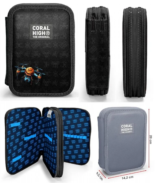 Coral High Drone Pilotu Siyah Erkek Çocuk Okul Çantası ve Organizer Kalemlik Seti - İlkokul ve Ortaokul - Resim 4