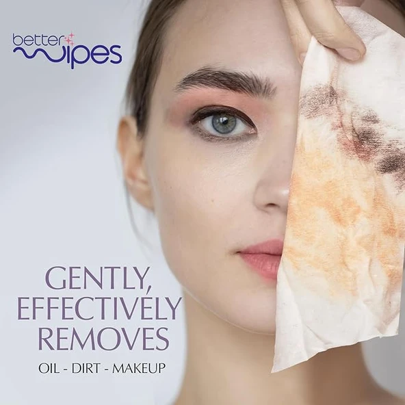 Better Wipes Makyaj Temizleme Mendilleri Ekstra Kalın, Hipoalerjenik,Alkolsüz,Suya Dayanıklı 25 Adet - Resim 4