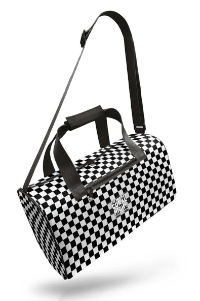 Coral High Kız Çocuk Spor ve Seyahat Çantası - Siyah Beyaz Dama Desenli - 27531 - Resim 4