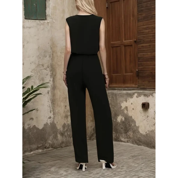 Lucky Life Kadın Kolsuz V Yakalı Aerobin Bluz Ve Belden Kuşaklı Pantolon Ikili Takım ürün görseli 1