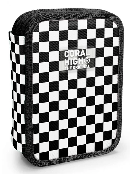 Coral High İki Katlı Düzenleyici Kalem Kutusu - Siyah Beyaz Damalı, Kız Çocuk/Kadın, Siyah Beyaz Damalı ürün görseli