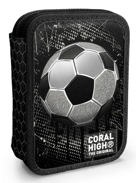 Coral High İki Katlı Düzenleyici Kalem Kutusu - Siyah Beyaz Futbol Baskılı, Erkek Çocuk, Siyah Beyaz Futbol Baskılı ürün görseli