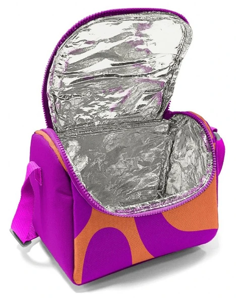 Coral High İlkokul Kız Çocuk Okul Beslenme Çantası, Turuncu Mor Renkli Çizgili, Termoslu (Isı Yalıtımlı) - Resim 4