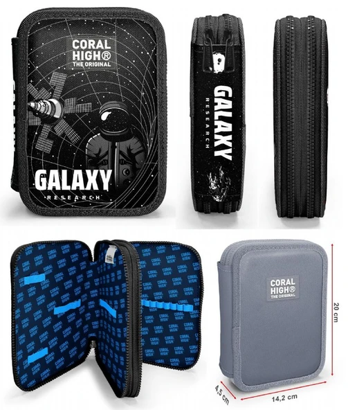 Coral High Siyah Galaxy Erkek Çocuk Okul Çantası ve Organizer Kalemlik Seti - İlkokul ve Ortaokul - Resim 2