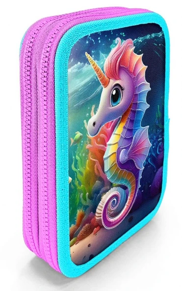 Coral High İki Katlı Düzenleyici Kalem Kutusu - Su Yeşili Denizatı, Kız Çocuk, Su Yeşili Denizatı - Resim 2