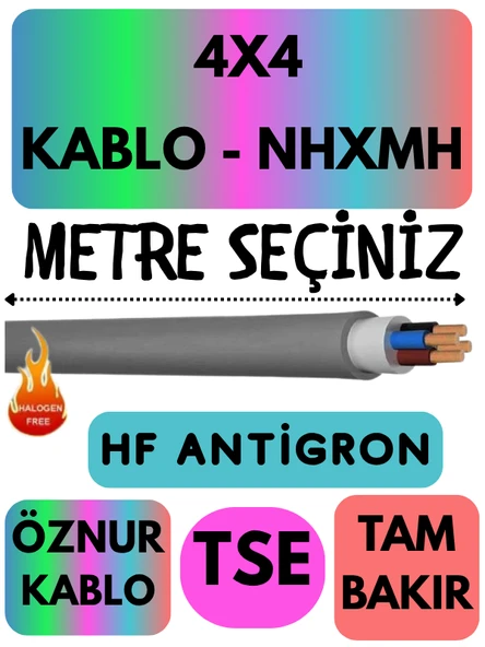 Öznur 4X4 NHXMH (ALEV İLETMEZ) Kablo Metre Seçenekli (Gri)