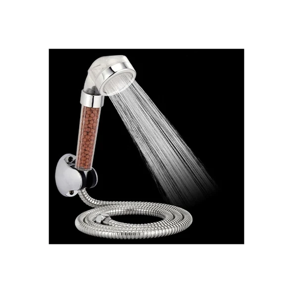 Filtreli Ve Su Tasarruflu Arıtmalı Duş Başlığı Seti Boncuklu Başlık Hortum Ve Mafsal Set - 2