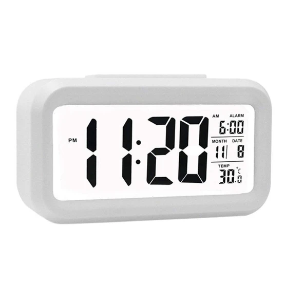 Akıllı Dijital Masa Saati Alarmlı Karanlık Sensörlü Fotoselli Beyaz Tg-53-vice/(1395) 671 ürün görseli 1