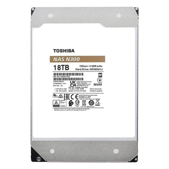 Toshiba 18TB N300 HDWG51JUZSVA 7200 Rpm 512MB Sata-3 Nas Diski - 3