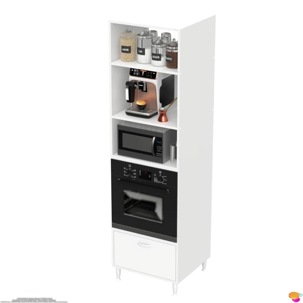 Modilayn AYQ (60x217x56 cm) Boyutunda Ankastre 1 Kapaklı Mini/Midi Mikrodalga Fırın Dolabı - 7