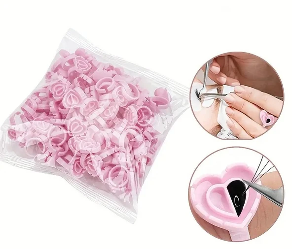 İpek Kirpik Volume Yapıştırıcı Yüzüğü Nail Art Yüzük 100lü - 5
