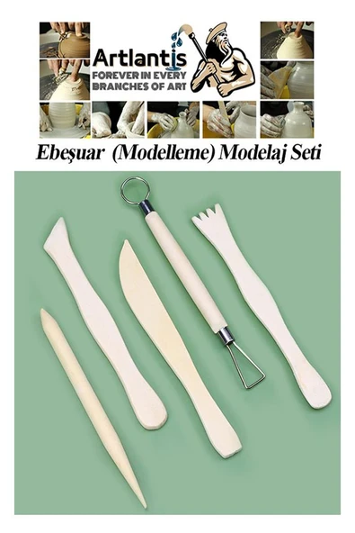 Beyaz Seramik Hamuru 2 Kg Seramik Başlangıç Seti Ebeşuar Modelleme Monalisa 6 Renk Pastel Akrilik Boya Fırça 70ml Heykel - 3