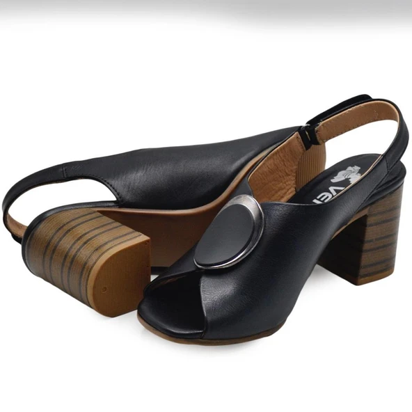 VENÜS 2108518Y TOPUKLU TOKA DETAYLI KADIN DERİ SANDALET - 5