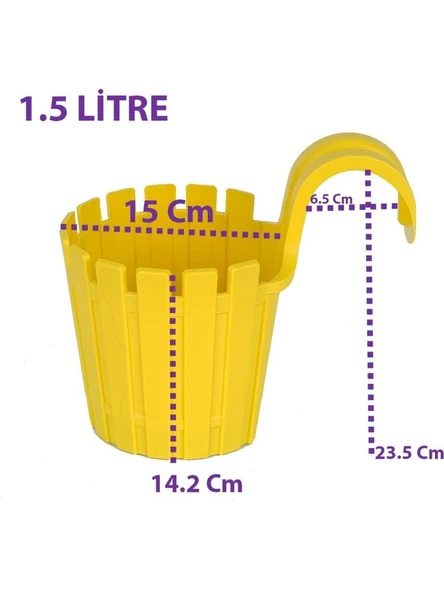 Akasya Yuvarlak Tekli Kolay Askı 1,5 Lt Balkon Saksısı Pastel Mix 5 Adet - 3
