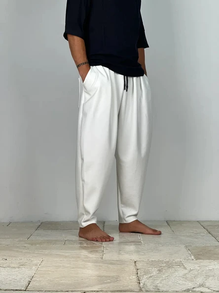 Ekru Pileli Yarım Şalvar - 2
