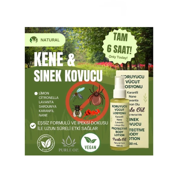 Doğal Sivrisinek ve Kene Kovucu Vücut Losyonu 100 ml, 3 Adet, Purle - 5