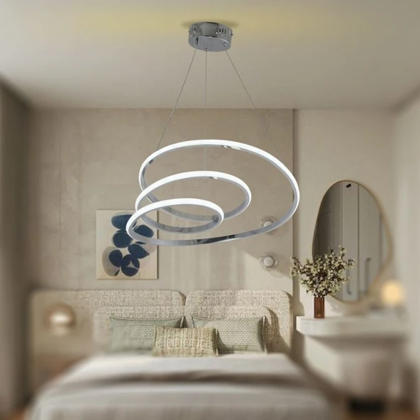 TT301-KR TT Aydınlatma Yay Modeli Krom Kaplama Led Avize - 2