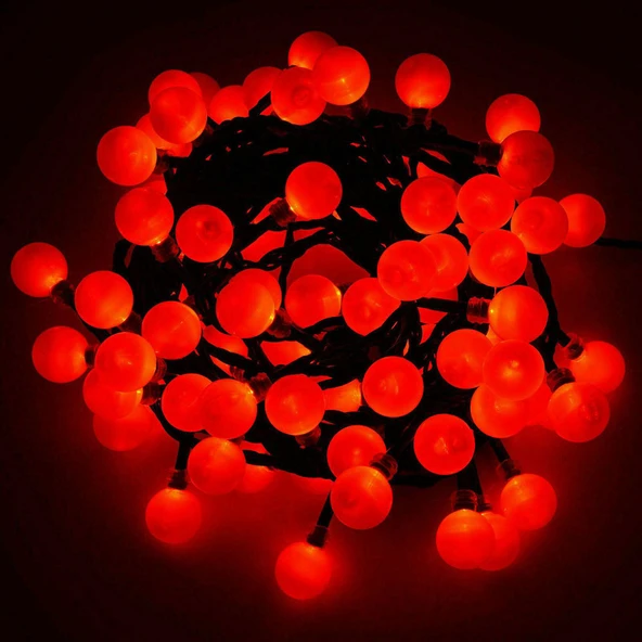 5 M 28 Led Kırmızı Işık Siyah Kablo Fişli