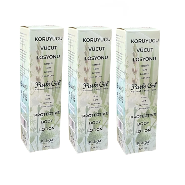 Doğal Sivrisinek ve Kene Kovucu Vücut Losyonu 100 ml, 3 Adet, Purle