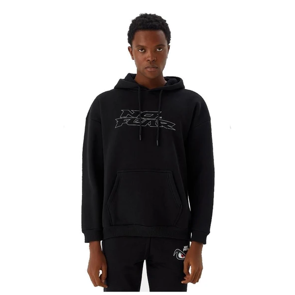 No Fear Erkek Sweatshirt Kapüşonlu Siyah Melanj M500271