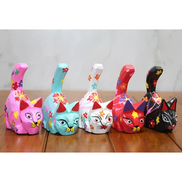 Ahşap 5'li Kedi Seti Polos:11 ürün görseli 1