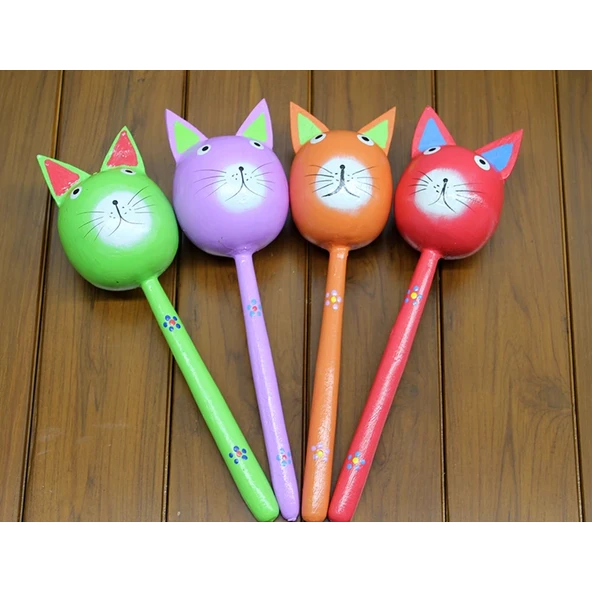 Ahşap Kedi Marakas Tekli Polos:29 ürün görseli